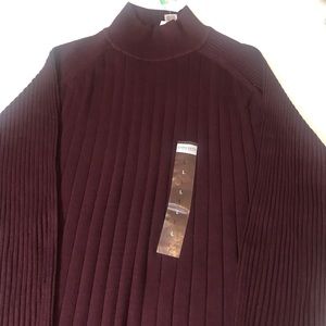 Ribbed Mock Neck Wine Deep Red Size Large NWT